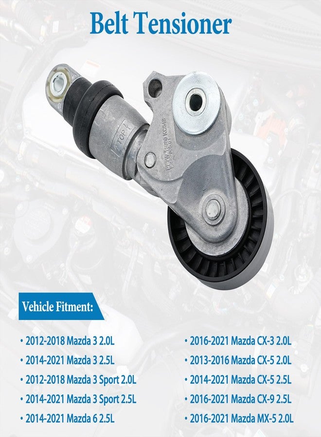 LEVANLIGHT Belt Tensioner Assembly with Pulley Compatible for Mazda 3 2012-2021 6 2014-2021 CX-3 2016-2021 CX-5 2013-2021 CX-9 MX-5 2016-2021, Replaces# PE7W-15-980, 39390 - Image 4