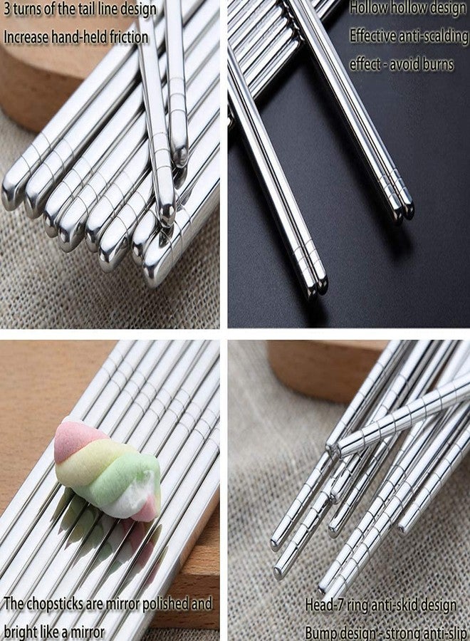 ServEzee Stainless Steel Chopsticks Set Chinese Metal Non-Slip Steel Chopstick Kit Portable Reusable Food Sushi Sticks (3 Pair (6 Piece)) - Image 5