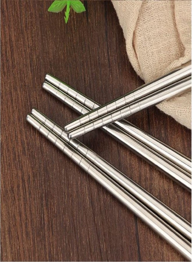 ServEzee Stainless Steel Chopsticks Set Chinese Metal Non-Slip Steel Chopstick Kit Portable Reusable Food Sushi Sticks (3 Pair (6 Piece)) - Image 1
