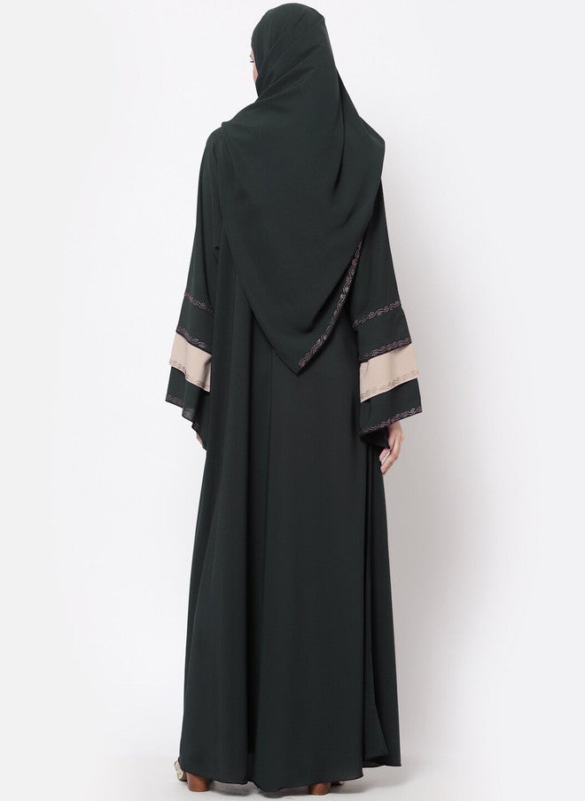 Arrabi برقع أرابي رمادي فحمي وبيج مزخرف مع وشاح - Image 5