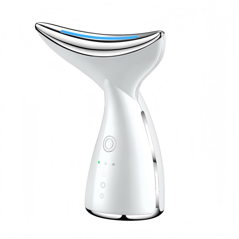 VOFEL Face and Neck Massger for Skin Care Electric Face Neck Lifting Massager with 45 Heat  3 Massage Modes for Wrinkles Facial Neck Massager WHITE