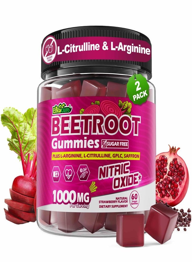 EnvyCure Organic Beet Root Gummies with L-Citrulline & L-Arginine, Nitric Oxide Supplements for Men and Women, Grape Seed, Pomegranate, Saffron for Circulation, Vâsculâr & Vitality, Vegan, Sugar Free, 120 Cts - Image 1