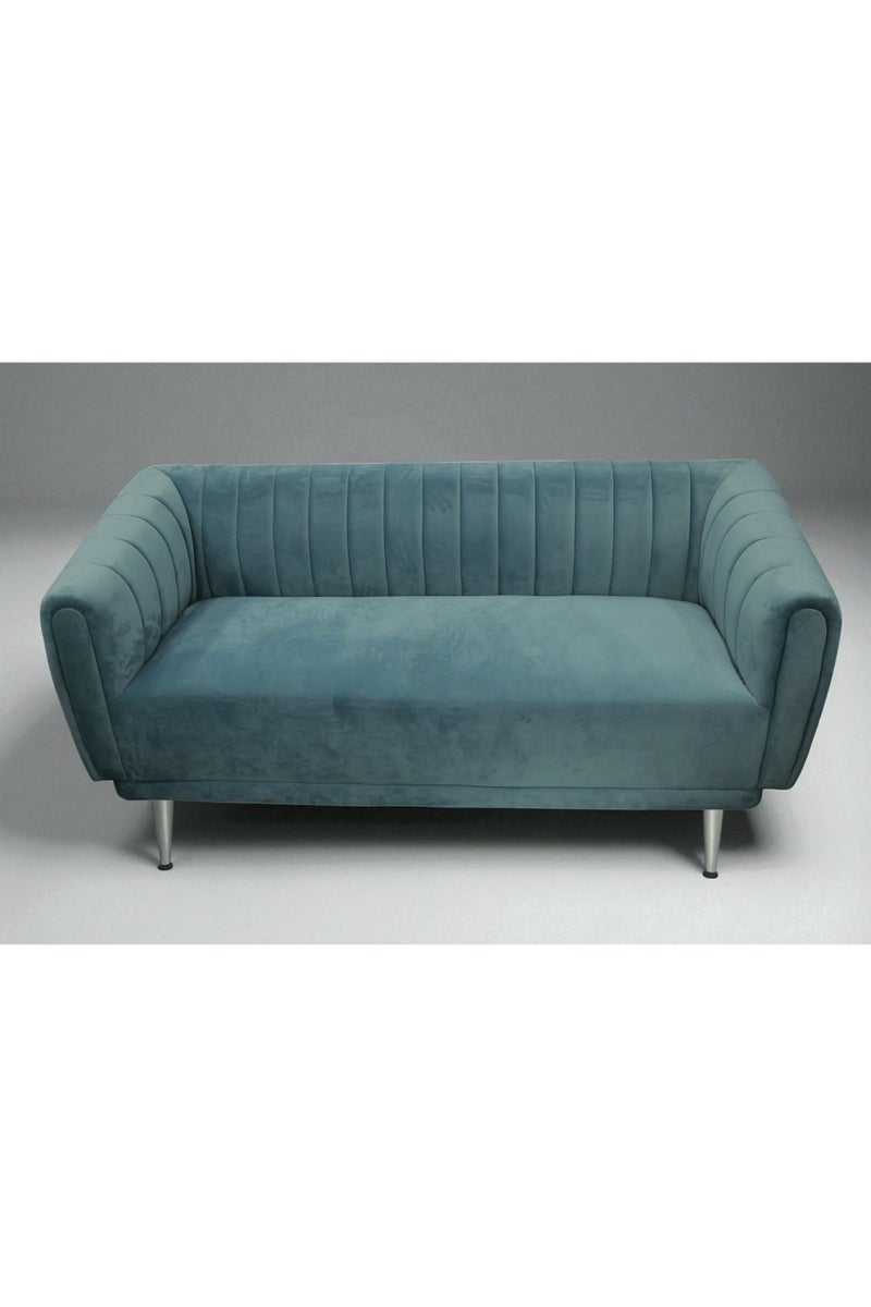 Generic Modern Velvet Living Room Set, Teal Blue Channel Tufted Sofa, Loveseat, Chair with Metal Legs - Image 2