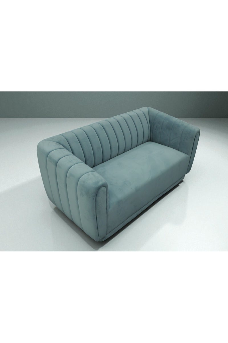 Generic Modern Velvet Living Room Set, Teal Blue Channel Tufted Sofa, Loveseat, Chair with Metal Legs - Image 4
