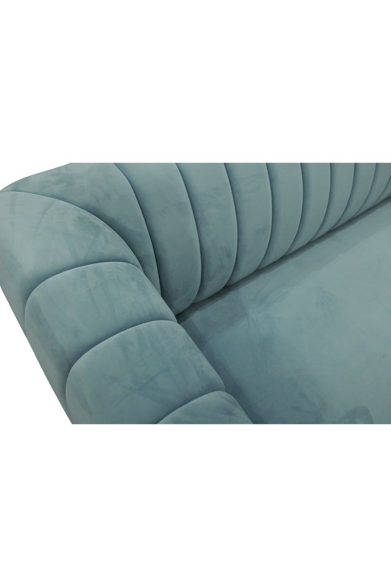 Generic Modern Velvet Living Room Set, Teal Blue Channel Tufted Sofa, Loveseat, Chair with Metal Legs - Image 5