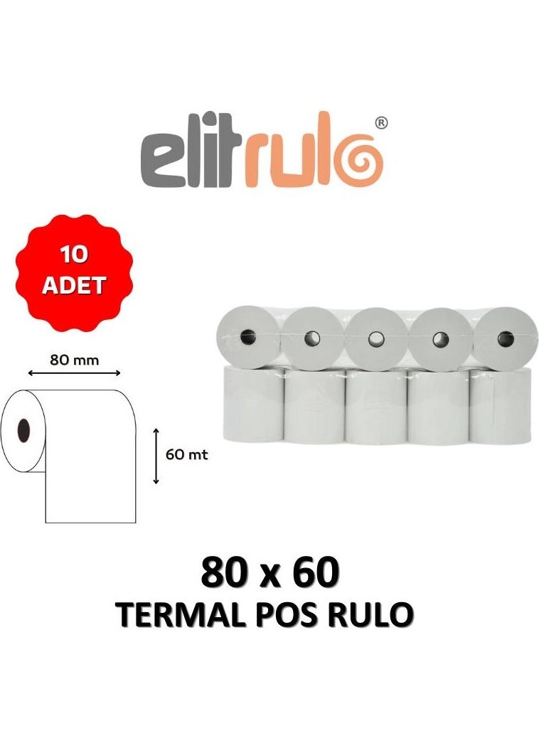 Elit Rulo - Elit Roll Elitrulo Thermal Pos Roll 80MM x 60MT - 10 Pieces - Image 1
