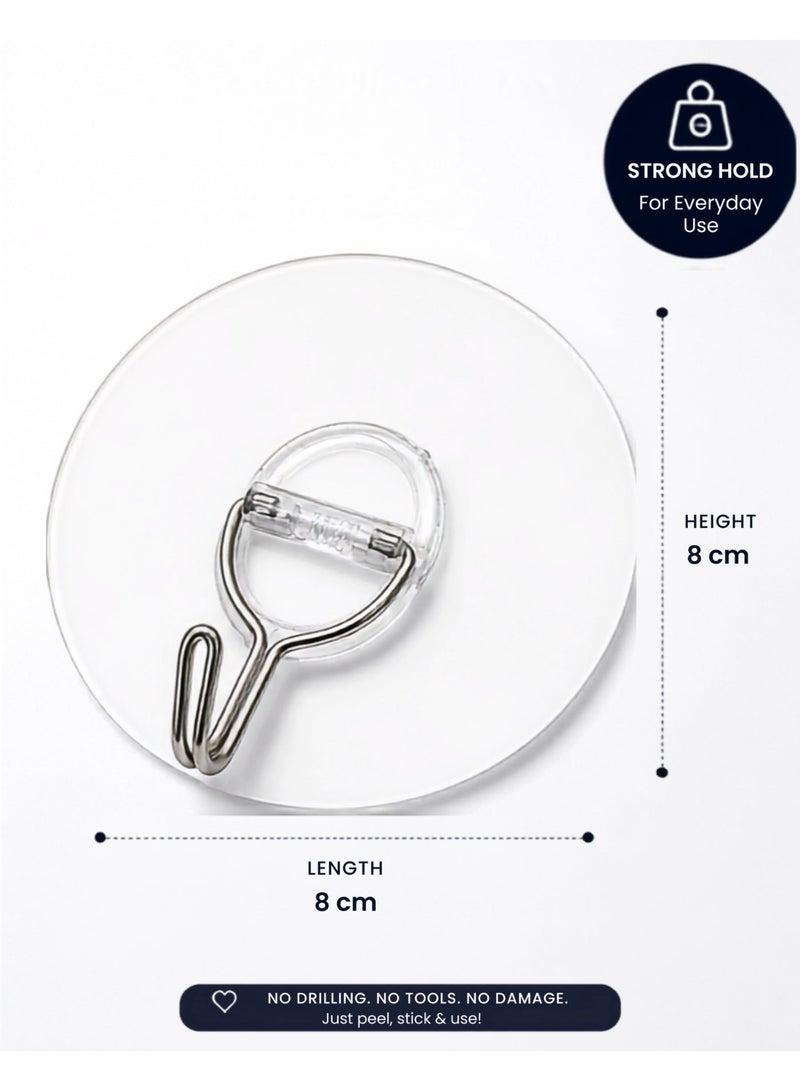 Heavy Duty Transparent Adhesive Wall Hooks, Holds Up to 10kg, No Drill Self-Adhesive Sticky Hooks, Waterproof & Reusable for Kitchen, Bathroom, Bedroom & Office (Pack of 2) - Image 2