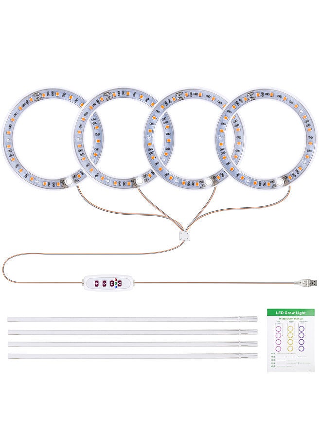 Generic Grow Lights for Indoor Plants 4 Heads 4.8W 50.48lm 40+40LED USB Powered Grow Light 8H/12H/16H Timer 5 Dimmable Brightness Plant Growing Lamps for Succulents / Mini Bonsai / Small Plants  - Image 3