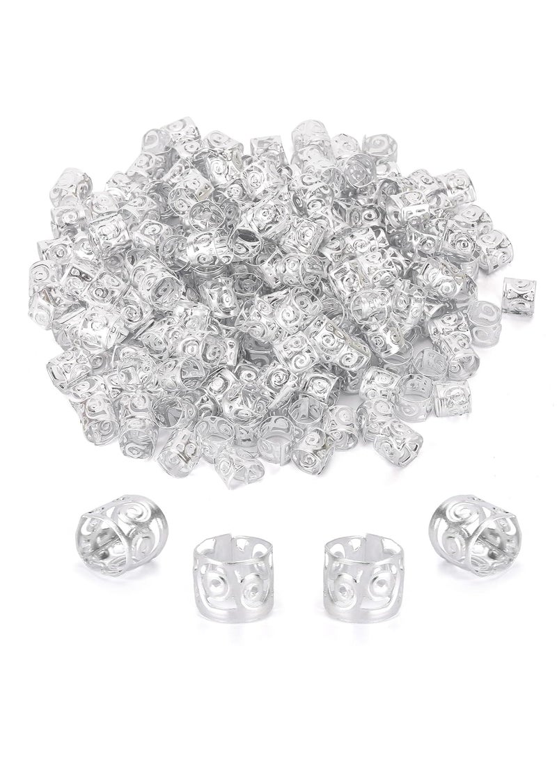 Tbestmax 200 Pcs Dreadlocks Beads Hair Braid Rings Clips Dread Locks Hair Braiding Metal Cuffs Decoration Locs Accessories Silver 
