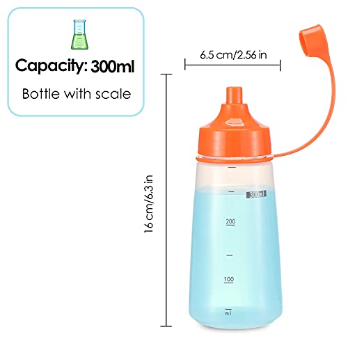 Ondiomn Plastic Condiment Squeeze Bottles for Sauces Wide Mouth - Salad Dressing Bottle Dispenser for Sauce Cooking Oil Ketchup Syrup Liquids Griddle Paint Mustard Resin (2-Pack (orange), 6, ounces) - Image 3