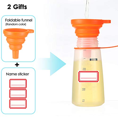 Ondiomn Plastic Condiment Squeeze Bottles for Sauces Wide Mouth - Salad Dressing Bottle Dispenser for Sauce Cooking Oil Ketchup Syrup Liquids Griddle Paint Mustard Resin (2-Pack (orange), 6, ounces) - Image 4