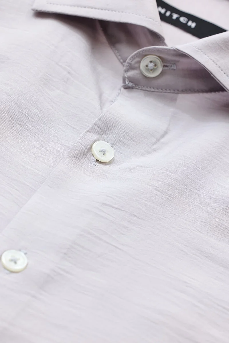 سنيتش Light Grey Solid Long Sleeve Slim Fit Shirt