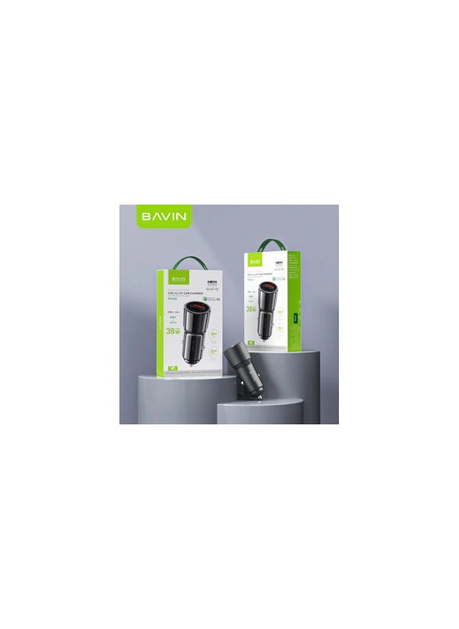 بافين - شاحن سيارة BAVIN PC920 20W PD للشحن السريع ومنفذ USB مزدوج ومنفذ Type-C متوافق على نطاق واسع مع سلسلة iPhone 15 - Image 1