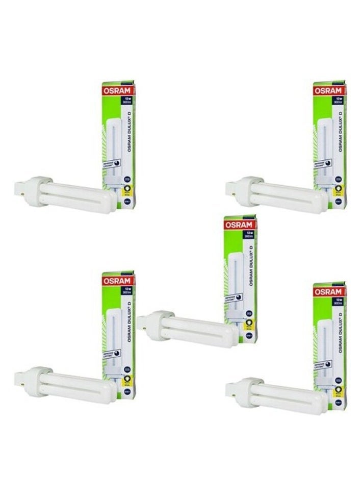 Osram Osram Home Decorative High Qualtiy and Durable, 2 Pin Day Light Double Twin Tube CFL Bulb, 13 Watt Energy Saving Bulb, Cool White - (Pack of 5)  - Image 1