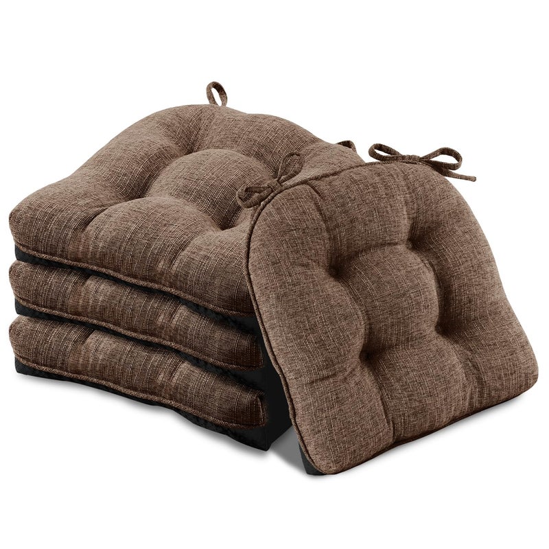 Basic Beyond Chair Cushions for Dining Chairs 4 Pack Chair Cushion with Ties and Non Slip Backing 155 x 155 inches Tufted Chair Pads for Dining ChairsBrown