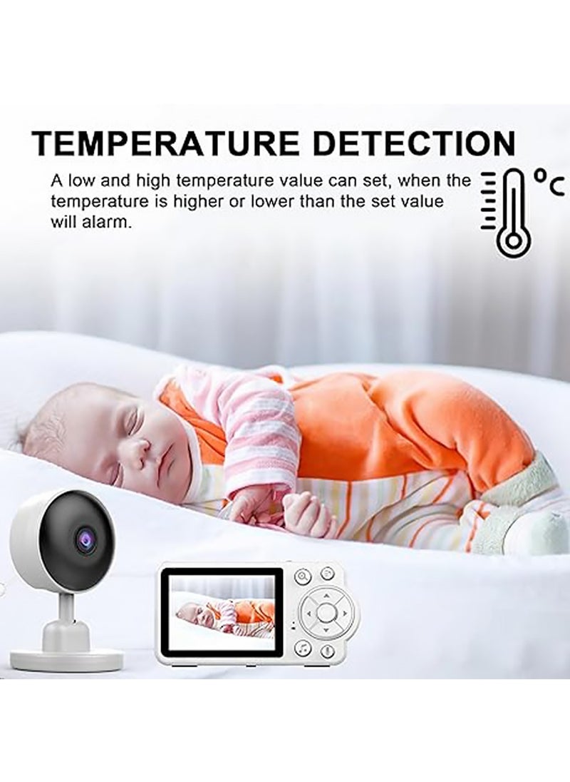 Video Baby Monitor with Camera and Audio,No WiFi Baby Camera Monitor with VOX Mode,2.8” Display,Infrared Night Vision,Two-Way Audio,Temperature Sensor and Lullabies,2600mAh Battery Life