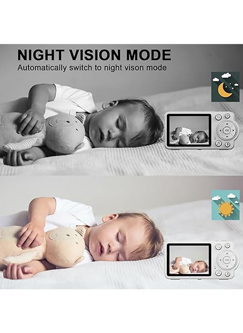 Video Baby Monitor with Camera and Audio,No WiFi Baby Camera Monitor with VOX Mode,2.8” Display,Infrared Night Vision,Two-Way Audio,Temperature Sensor and Lullabies,2600mAh Battery Life