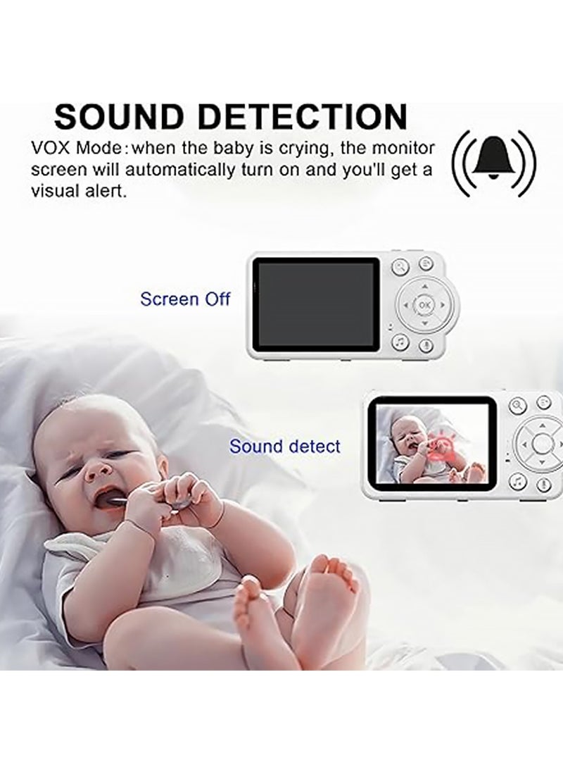 Video Baby Monitor with Camera and Audio,No WiFi Baby Camera Monitor with VOX Mode,2.8” Display,Infrared Night Vision,Two-Way Audio,Temperature Sensor and Lullabies,2600mAh Battery Life