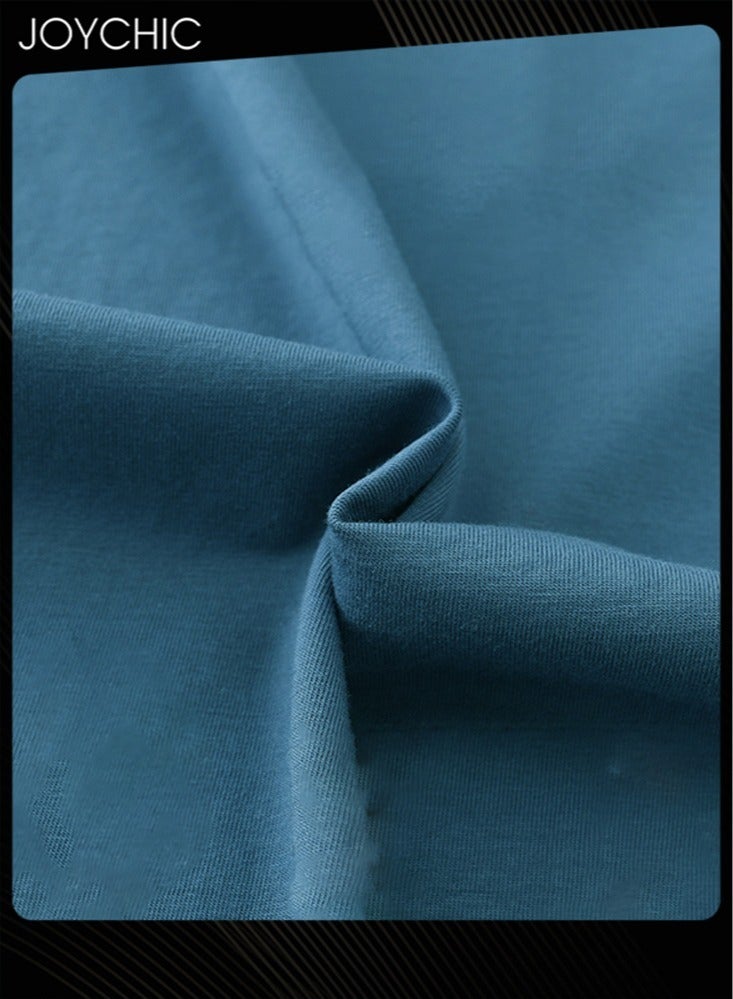 Joychic طقم بيجاما للرجال بأسلوب رياضي مريح - ربيع وخريف - ملابس نوم قصيرة الأكمام - مودال صديق للبشرة - سريعة الجفاف - ملابس منزلية للشباب - أزرق - Image 4