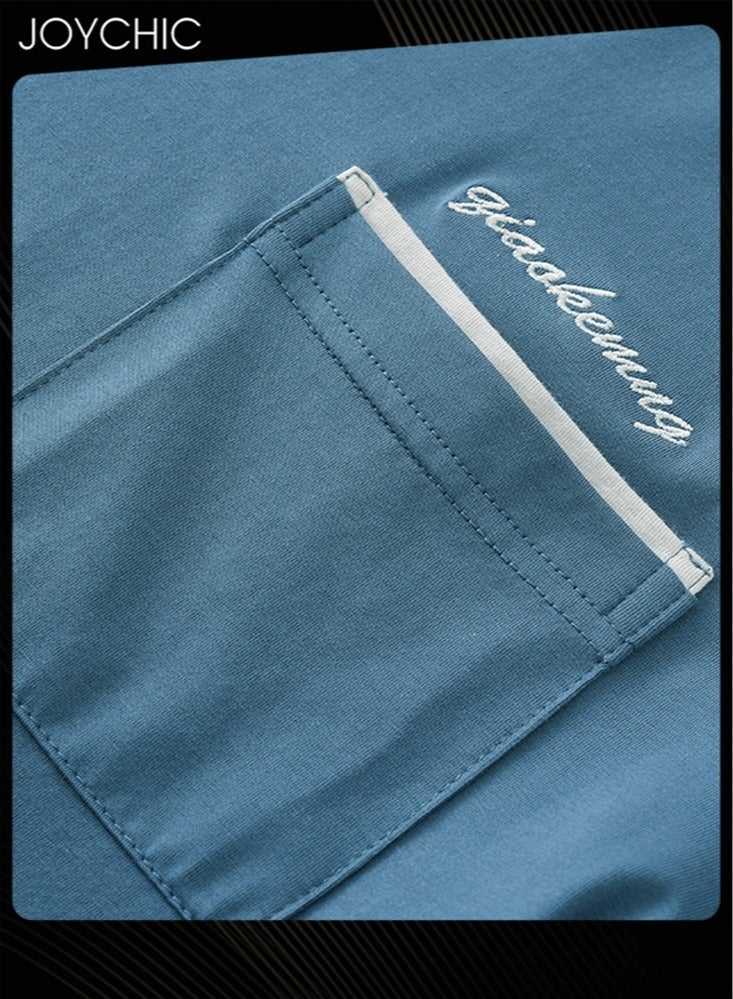 Joychic طقم بيجاما للرجال بأسلوب رياضي مريح - ربيع وخريف - ملابس نوم قصيرة الأكمام - مودال صديق للبشرة - سريعة الجفاف - ملابس منزلية للشباب - أزرق - Image 3