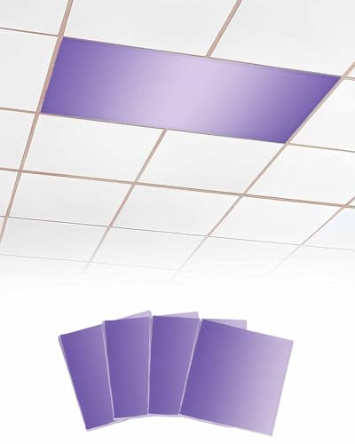 Wowouhiya 4 Pack Fluorescent Light Cover for Ceiling Lights Purple Ombre Magnetic Classroom Light Filters 4x2 Feet Modern Gradient Abstract Art Decorative Ceiling Light Covers for Office Violet - Image 1