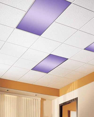 Wowouhiya 4 Pack Fluorescent Light Cover for Ceiling Lights Purple Ombre Magnetic Classroom Light Filters 4x2 Feet Modern Gradient Abstract Art Decorative Ceiling Light Covers for Office Violet - Image 3