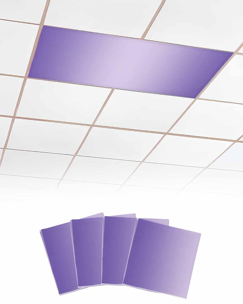 Wowouhiya 4 Pack Fluorescent Light Cover for Ceiling Lights Purple Ombre Magnetic Classroom Light Filters 4x2 Feet Modern Gradient Abstract Art Decorative Ceiling Light Covers for Office Violet - Image 2