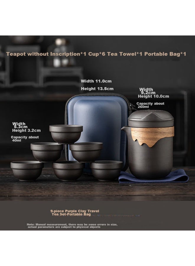 Mengting Portable Zisha Tea Set Travel Tea Brewing Kit With Tea Infuser Pot, Tea-water Separation, One Pot Six Cups, Kung Fu Quick Cup - Image 2