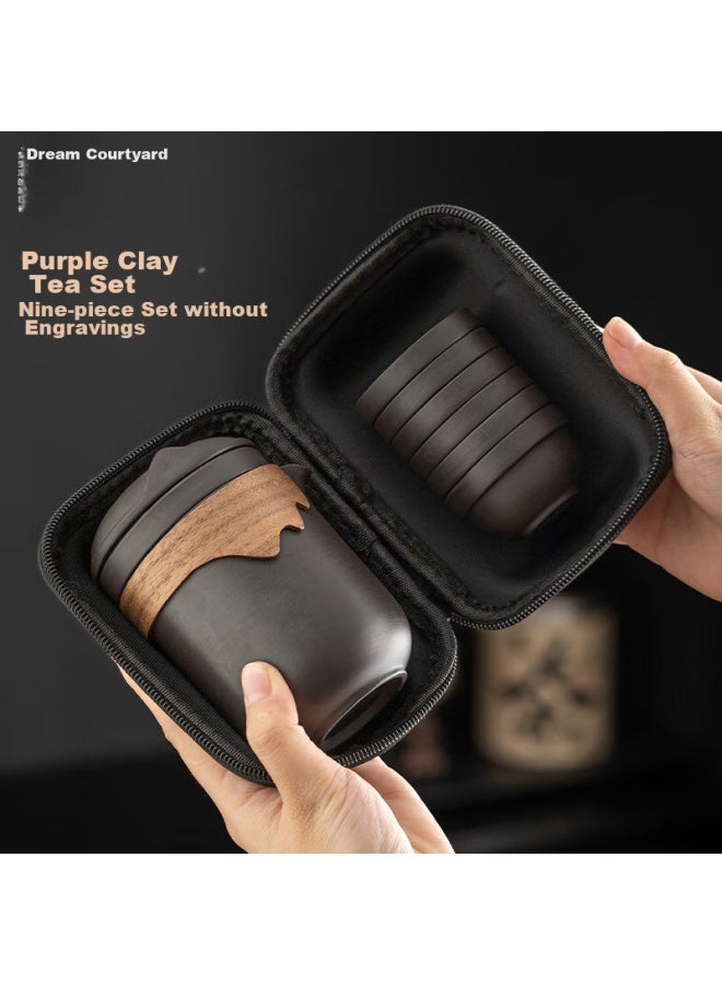 Mengting Portable Zisha Tea Set Travel Tea Brewing Kit With Tea Infuser Pot, Tea-water Separation, One Pot Six Cups, Kung Fu Quick Cup - Image 1