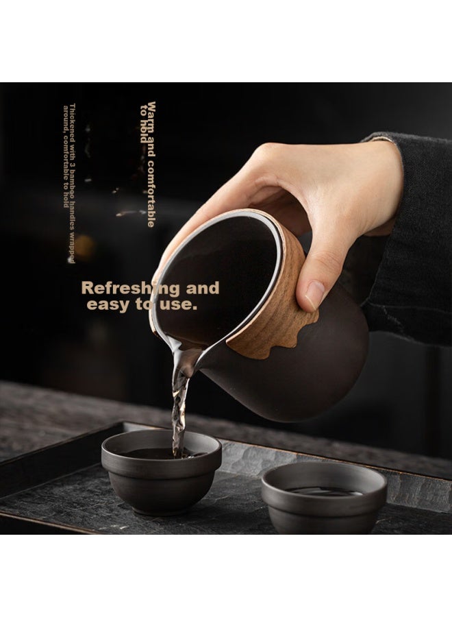 Mengting Portable Zisha Tea Set Travel Tea Brewing Kit With Tea Infuser Pot, Tea-water Separation, One Pot Six Cups, Kung Fu Quick Cup - Image 5
