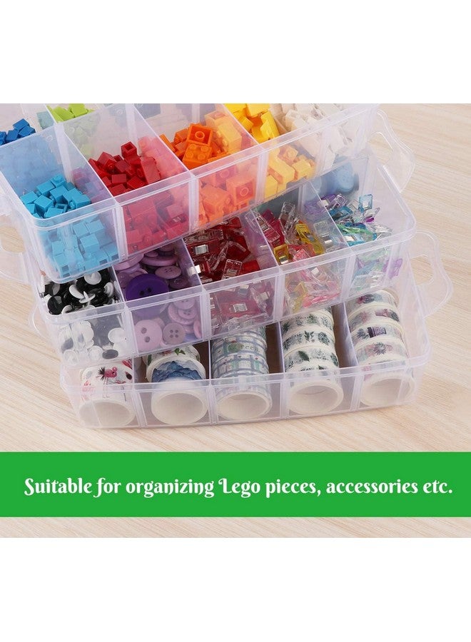 COOFANDY Craft Storage Box with Compartments, 3 Layer with 30 Sections Transparent Stackable Plastic Box Organizer with Handle, Practical Sorting Box for Crafts, Jewelry, Toy (transparent) - Image 5