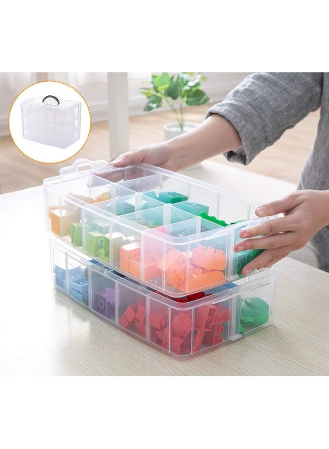 COOFANDY Craft Storage Box with Compartments, 3 Layer with 30 Sections Transparent Stackable Plastic Box Organizer with Handle, Practical Sorting Box for Crafts, Jewelry, Toy (transparent) - Image 2