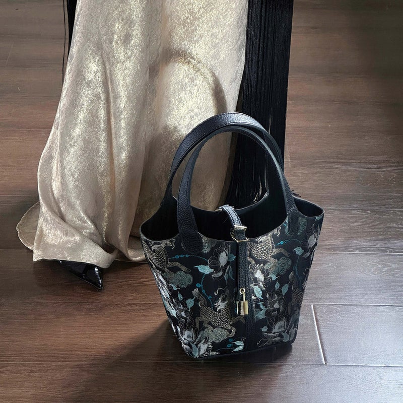 Such As The New Chinese Style National Style Famous Song Jin Bucket Bag 2025 Spring And Silk Handbag Bucket Bag - Image 4