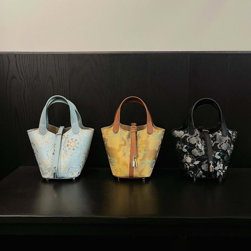 Such As The New Chinese Style National Style Famous Song Jin Bucket Bag 2025 Spring And Silk Handbag Bucket Bag - Image 3
