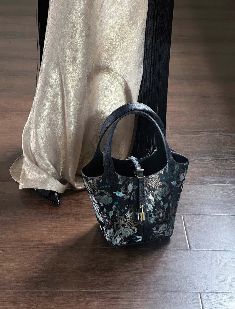 Such As The New Chinese Style National Style Famous Song Jin Bucket Bag 2025 Spring And Silk Handbag Bucket Bag - Image 1