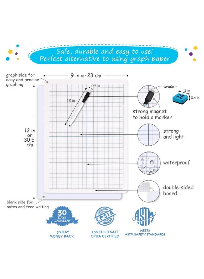 Simply magic - 12 Pack Double-Sided Dry Erase Graph Lap Boards - Class Set Of Individual Classroom Whiteboards For Students, Xy Axis Graphing Lap Boards - Math Teacher Supplies For Classroom - 12''X9'' - Image 1
