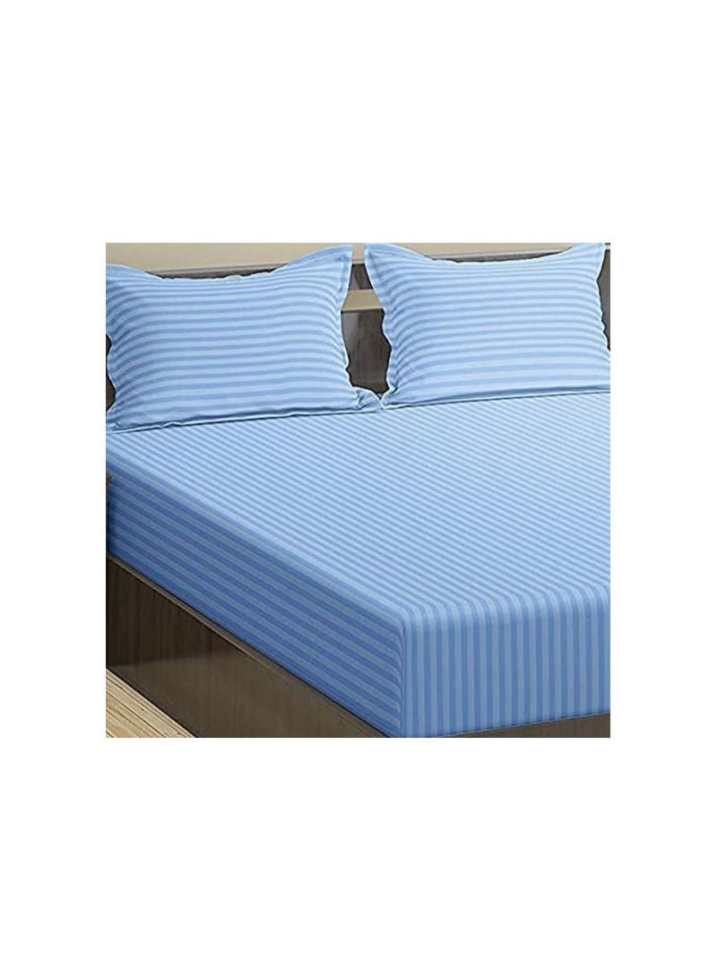 Stripe King 4 Pcs Fitted Sheet Set - Lightweight and Soft 90 GSM Includes One Fitted Sheet One Bed Sheet and Two Pillow Cases
