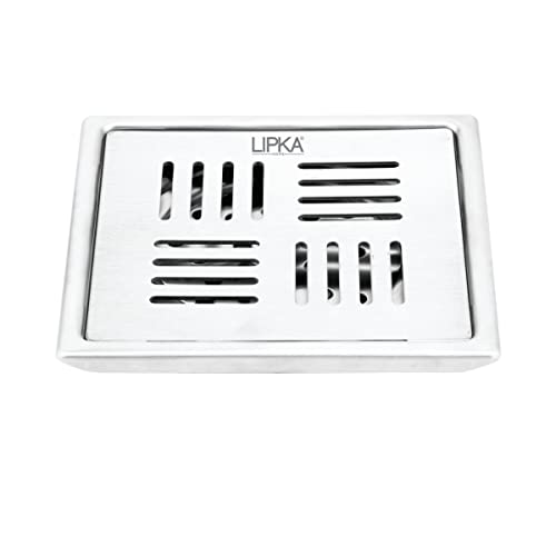 LIPKA Alpha Deluxe Square Floor Drain |Premium Stainless Steel |5 x 5 Inches| - Image 1