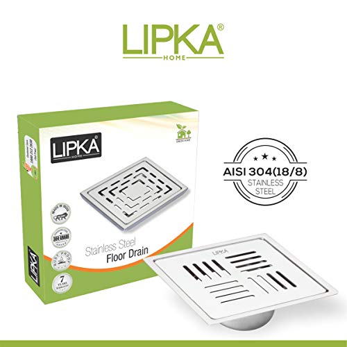 LIPKA Alpha Deluxe Square Floor Drain |Premium Stainless Steel |5 x 5 Inches| - Image 3