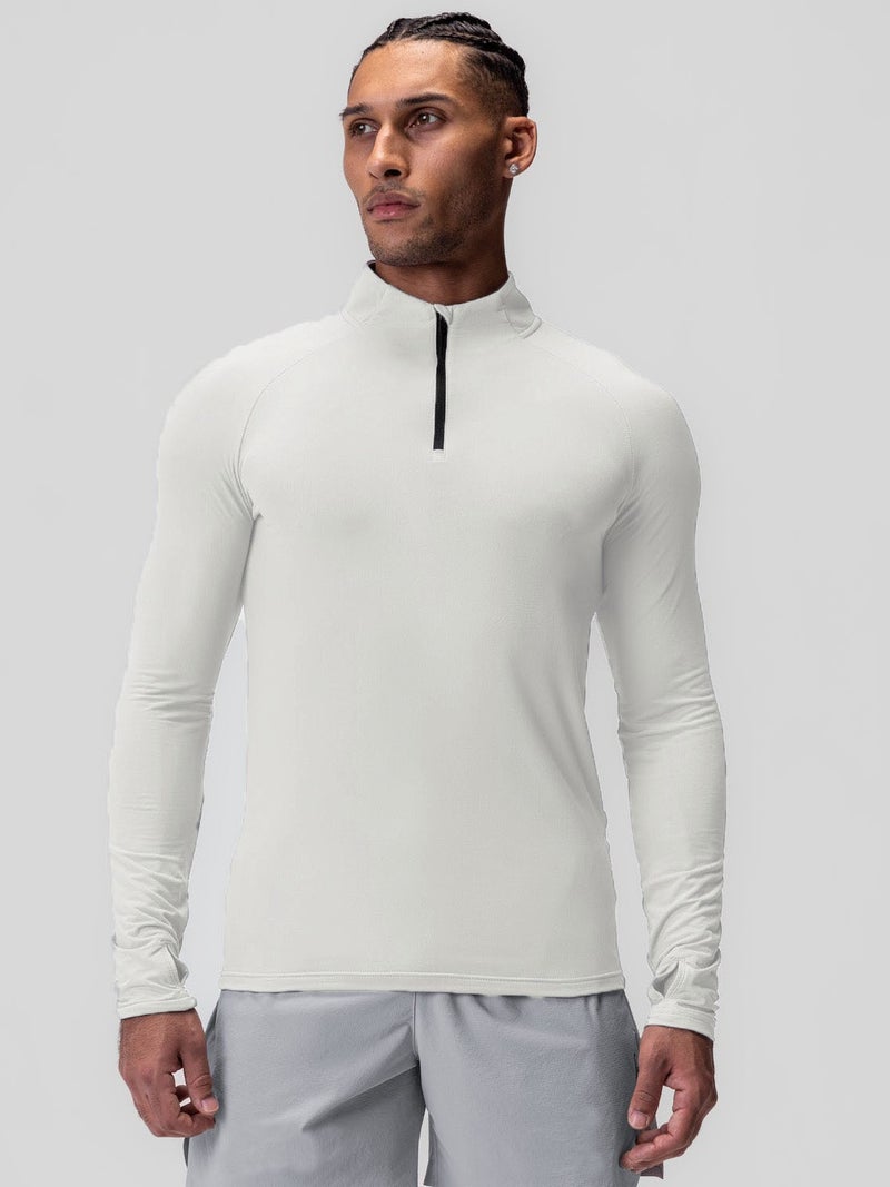 Sports Fitness Tight Men'S Quick-Drying Half-Zipper Solid Color Workout High Elastic Compression Long Sleeve Top - Image 5