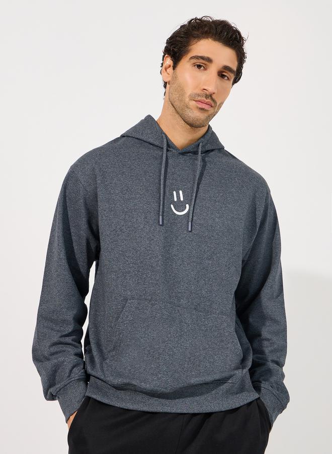 Styli Minimal Emoji Print Relaxed Fit Hoodie - Image 1