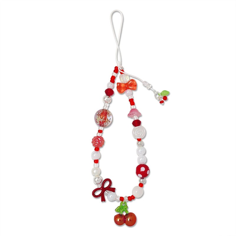 cioatu Phone Charms Cute Cherry Butterfly Cell Phone Lanyard Strap Wrist Strap for Bag Airpods Camera Pendants Decor (Red Cherries) - Image 1