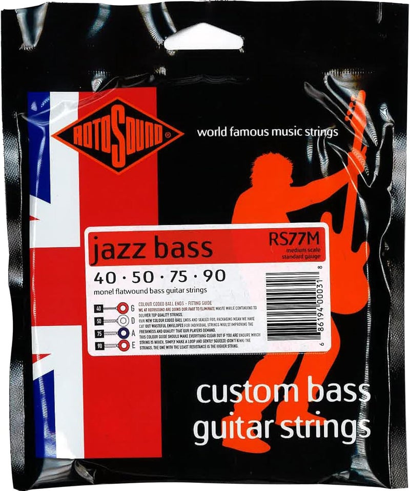 روتوساوند أوتار جيتار باس من نوع Rotosound RS77M Monel Flatwound (40 50 75 90) - Image 4