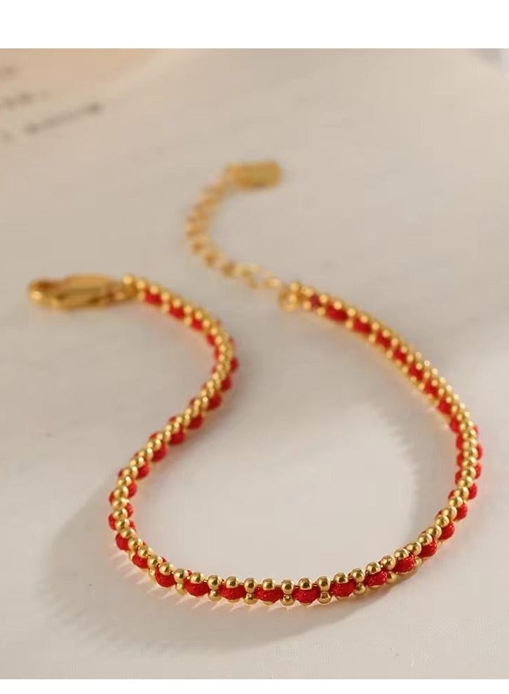 Redline French Red String Bracelet High-Quality Bohemian Style Couple Bracelet - Image 3
