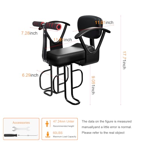 OUSEXI Rear Child Bike Seat,Kids Seat for Adult Bike, Toddlers Rear Mount Bike seat Design for Children Aged 2 to 8 Years Old, Rear Frame Mounted Baby Bike Seats Kids Safety (Black) - Image 3