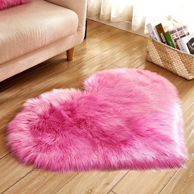 Heart Shaped Plush Anti-Slip Floor Mat, 2 Pack Wool-Like Cozy Soft Home Decor Carpet for Living Room Bedroom Indoor Use - Image 1