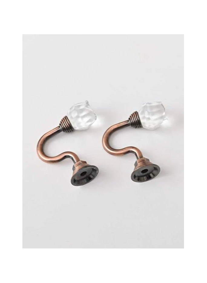 Zeenah Furniture 2 Pieces Clear Crystal Rose Flower Wall Mounted Curtain Holdbacks Hooks Tassel Curtain Hook - Image 2