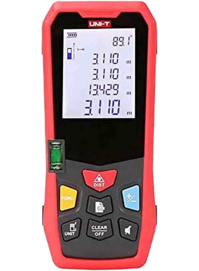 UNI-T متر مسافة ليزر بالأشعة تحت الحمراء عالي الدقة Uni-T 100 مسطرة رقمية مع مستوى مادي وإلكتروني متعدد الوظائف محترف باللون الأحمر Lm100 - Image 1