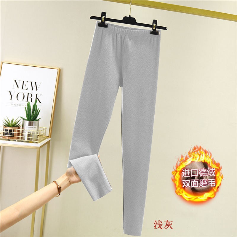 سروال حراري نسائي، ليجنغ ضيق لفصل الخريف والشتاء، ملابس داخلية، مخمل ألماني، مولد للحرارة، مبطن بالفليس، بدون خياطة، سروال حراري يشكل الجسم، سميك - Image 1