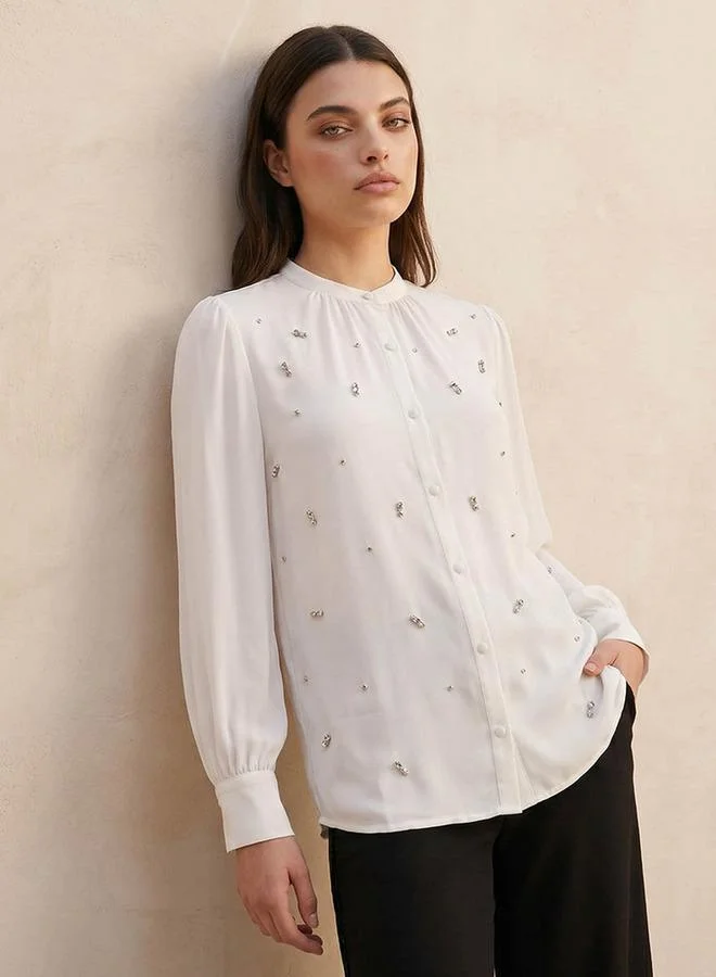 Iconic WHITE Iconic Top Embellished for Women | Best Price UAE